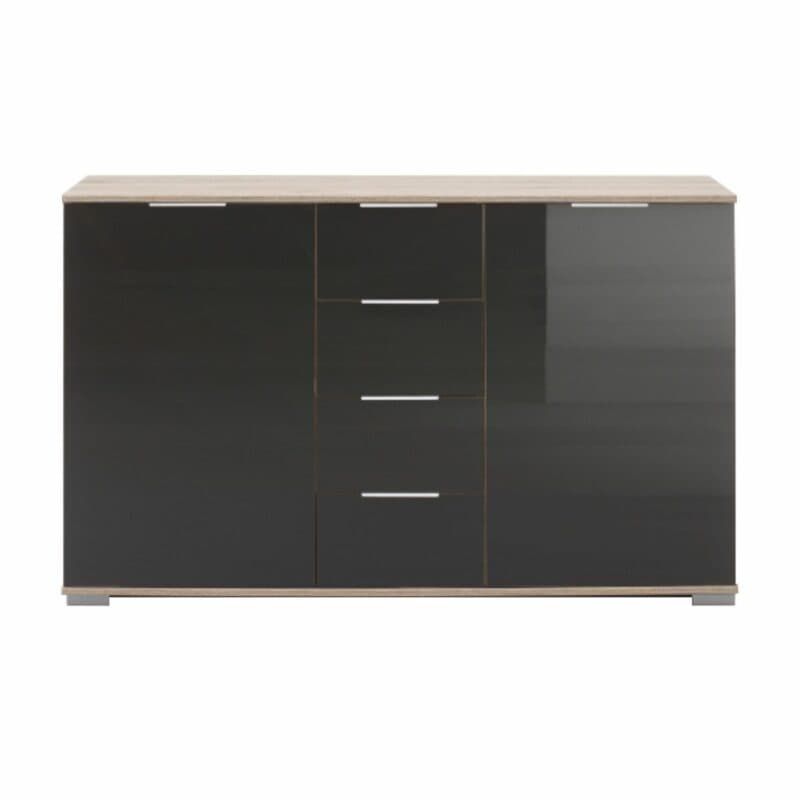 Wimex Easy Plus Kombikommode mit Front in Glasgrau und Korpus in Eiche sägerau