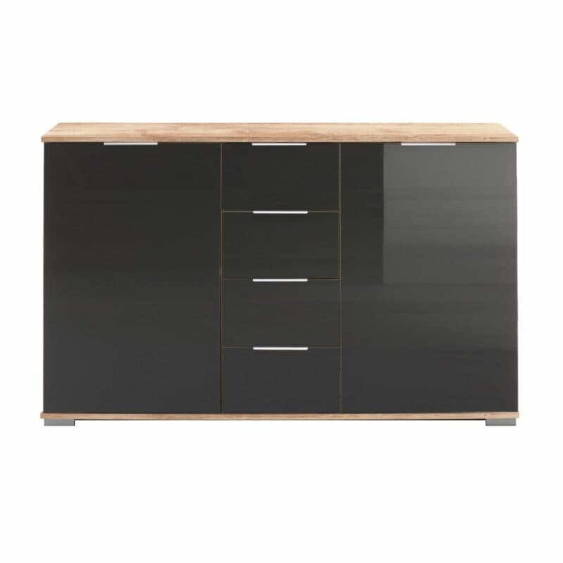 Wimex Easy Plus Kombikommode mit Front in Glasgrau und Korpus in Plankeneiche