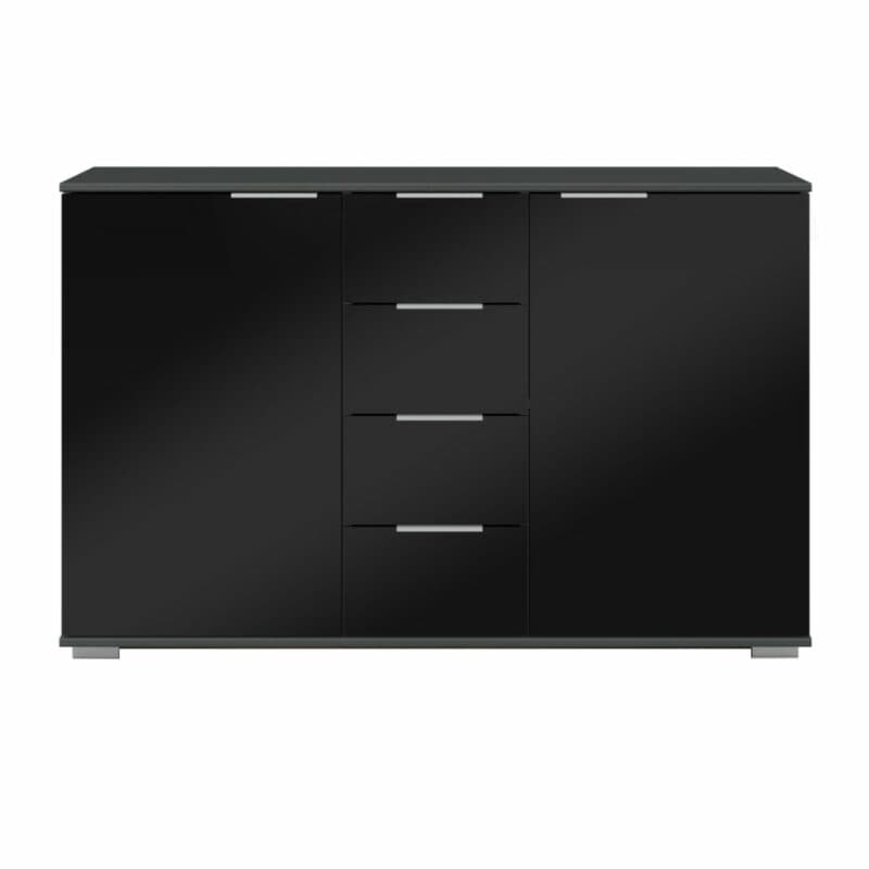 Wimex Easy Plus Kombikommode mit Front in Glasschwarz und Korpus in Graphit