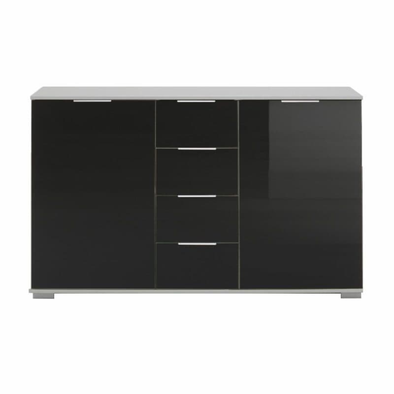 Wimex Easy Plus Kombikommode mit Front in Glasschwarz und Korpus in Weiß