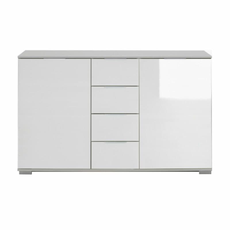 Wimex Easy Plus Kombikommode mit Front in Glasweiß und Korpus in Weiß