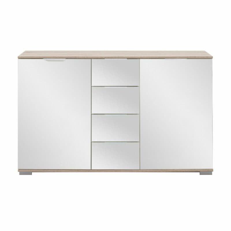 Wimex Easy Plus Kombikommode mit Front in Spiegelglas und Korpus in Eiche sägerau