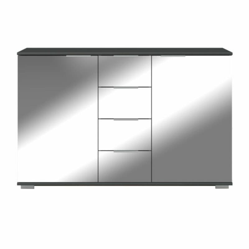 Wimex Easy Plus Kombikommode mit Front in Spiegelglas und Korpus in Graphit