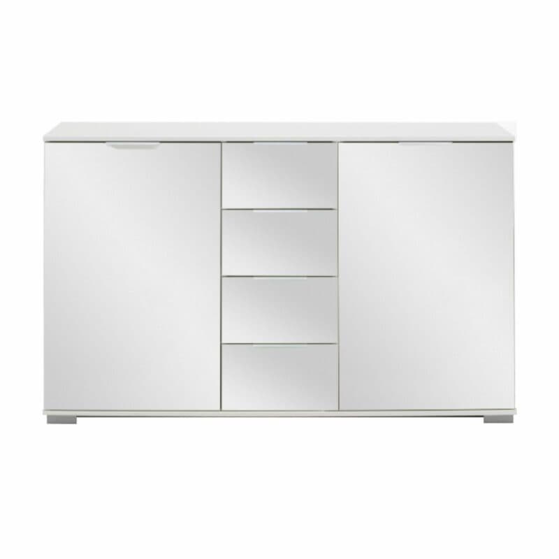 Wimex Easy Plus Kombikommode mit Front in Spiegelglas und Korpus in Weiß