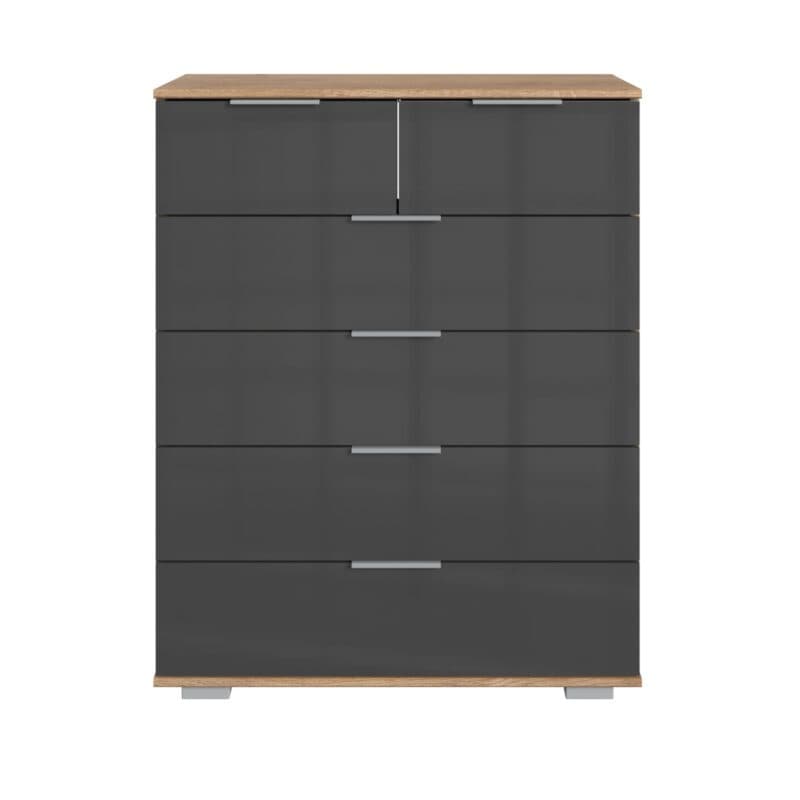 Wimex Easy Plus Kommode mit Front in Glasgrau und Korpus in Plankeneiche