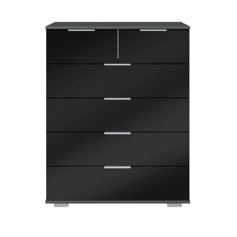 Wimex Easy Plus Kommode mit Front in Glasschwarz und Korpus in Graphit