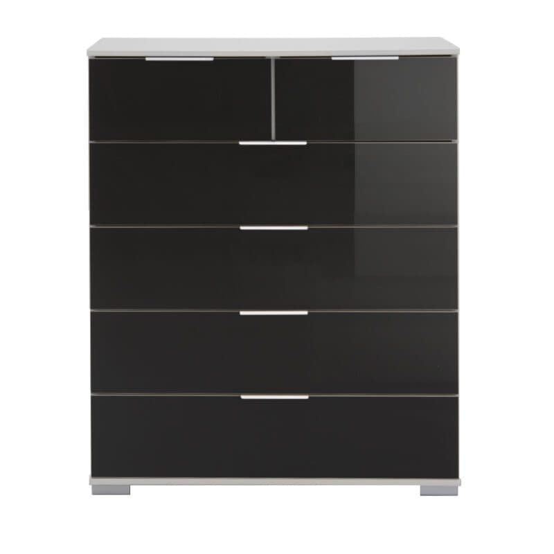 Wimex Easy Plus Kommode mit Front in Glasschwarz und Korpus in Weiß