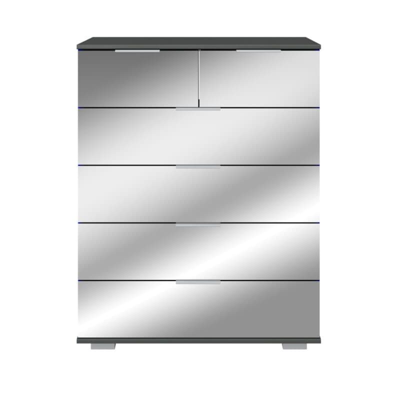 Wimex Easy Plus Kommode mit Front in Spiegelglas und Korpus in Graphit