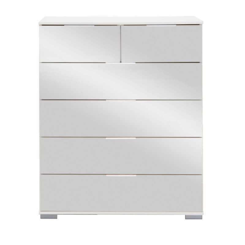 Wimex Easy Plus Kommode mit Front in Spiegelglas und Korpus in Weiß