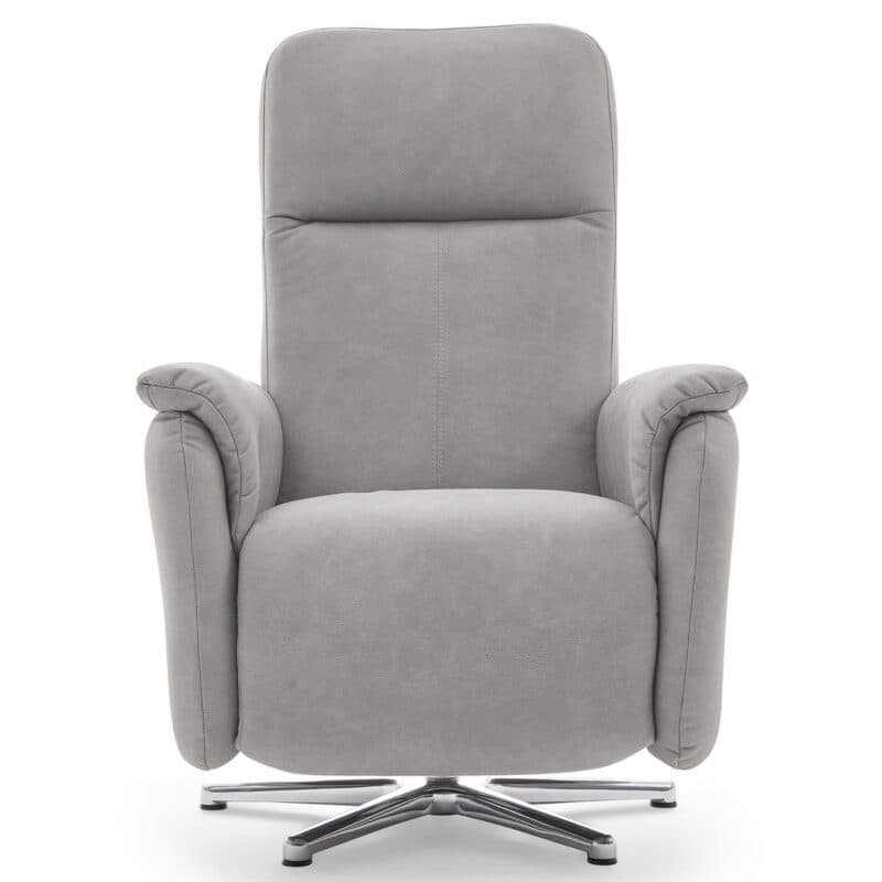 Calizza Interiors Olivin Relaxsessel in Bulus 32 Silver in Fronalansicht.