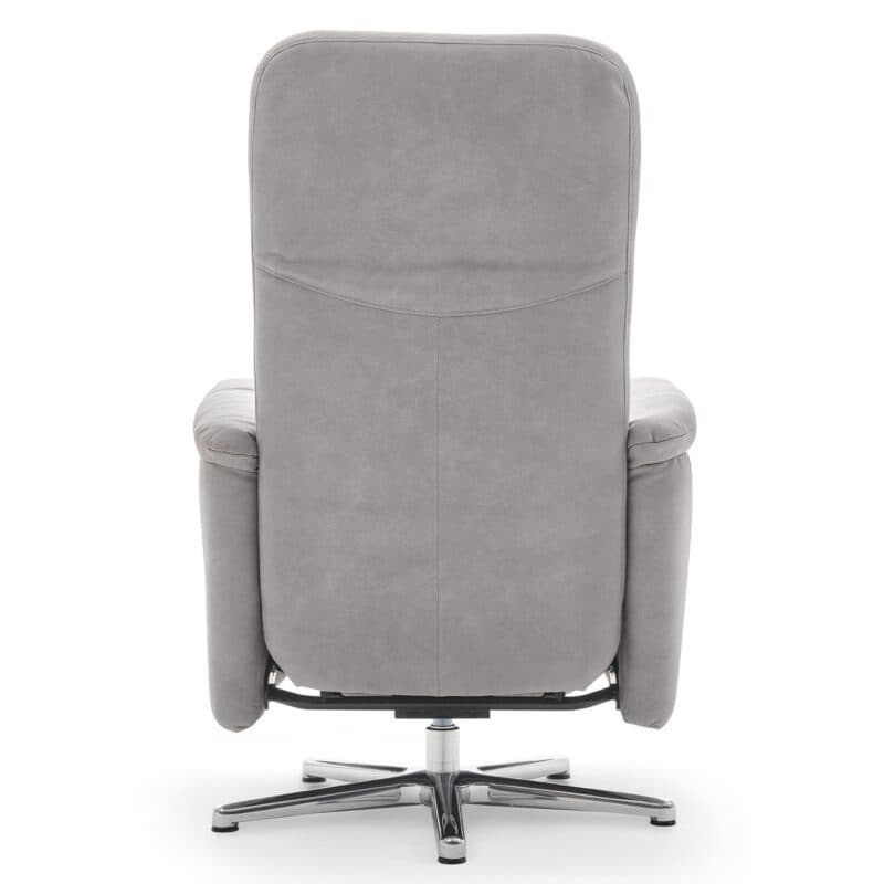 Calizza Interiors Olivin Relaxsessel in Bulus 32 Silver in Ansicht von hinten.