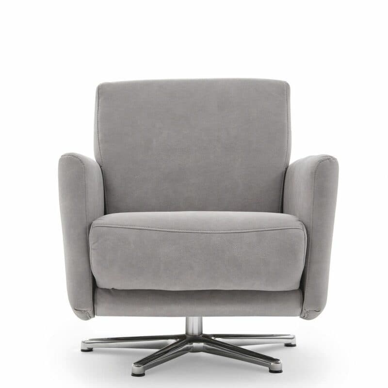 Calizza Interiors Lari Sessel mit Microfaser-Bezug Bulus Silber Frontansicht