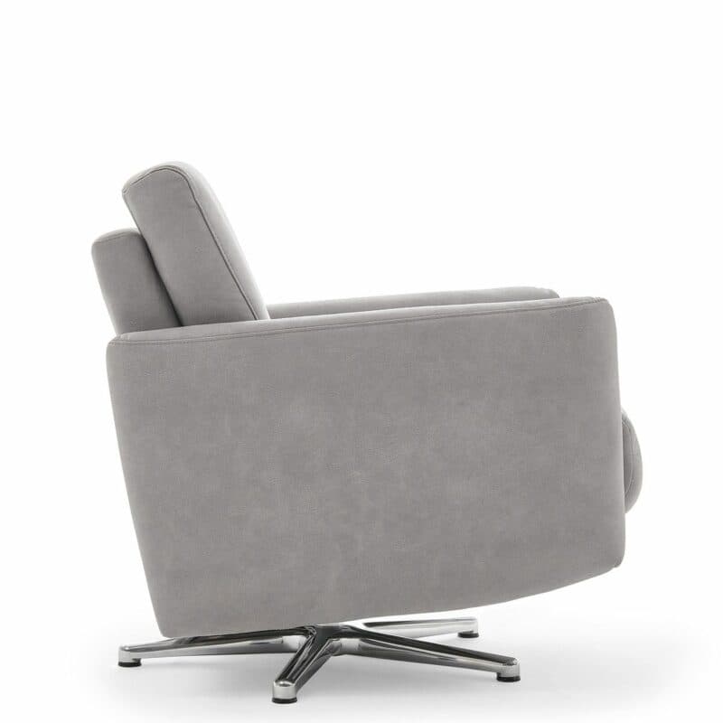 Calizza Interiors Lari Sessel mit Microfaser-Bezug Bulus Silber Seitenansicht