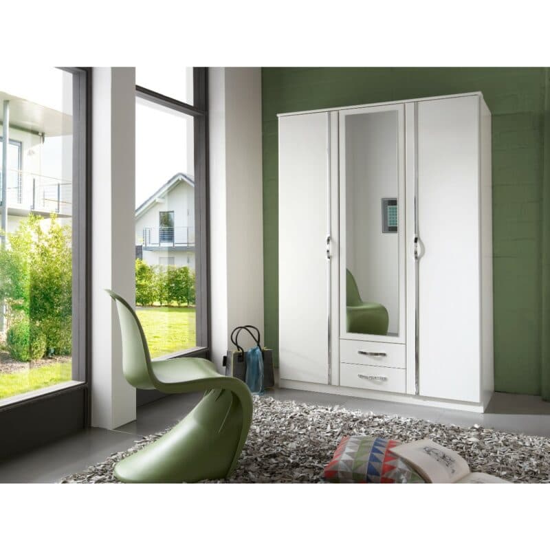 Wimex Duo Drehtürenschrank in Weiß mit Spiegel - Wohnbeispiel