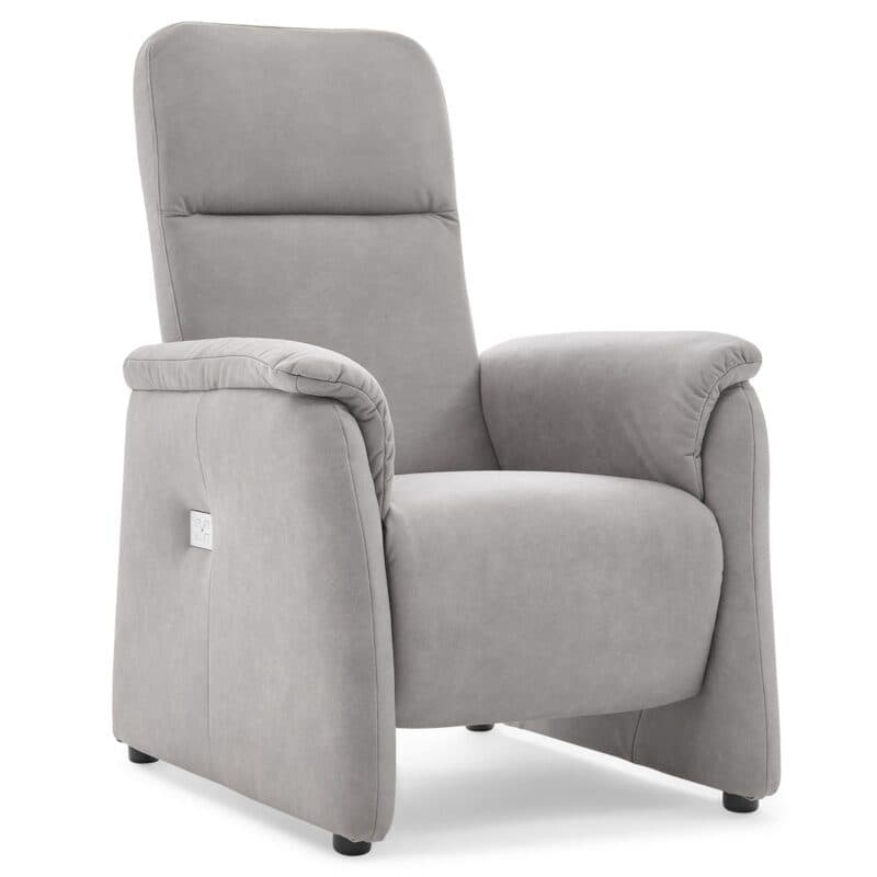 Calizza Interiors Topas Relaxsessel in Bezug Bulus Silber mit motorischer Verstellung.