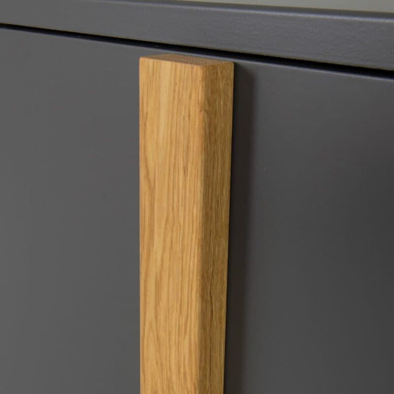Tenzo Tabea TV Bank in Anthrazit mit Applikationen aus Eiche.