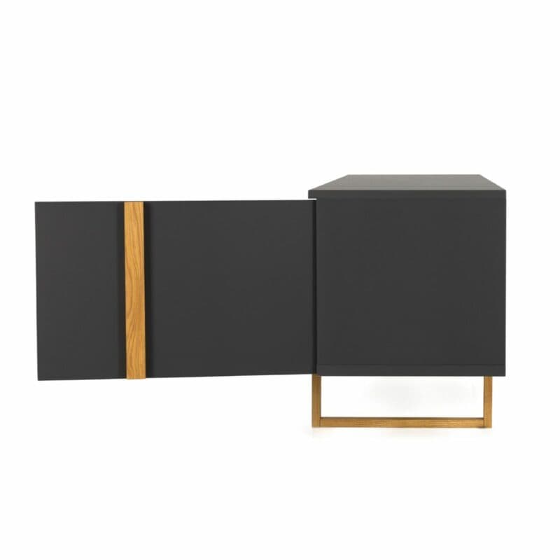 Tenzo Tabea TV Bank in Anthrazit mit Applikationen aus Eiche.