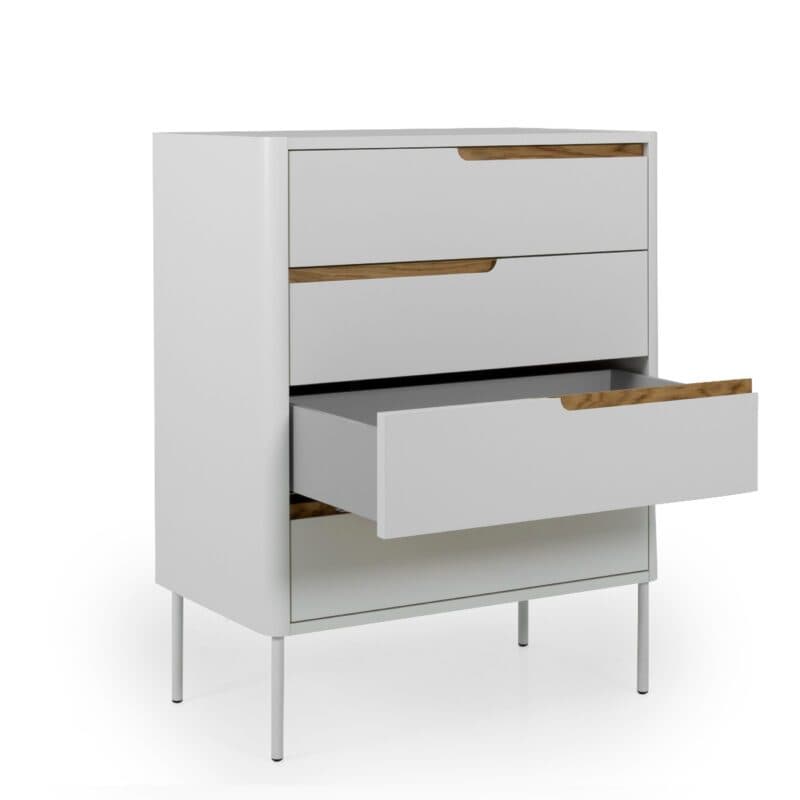 Tenzo Tabita Kommode mit 4 Schubladen in Weiß mit Eiche.
