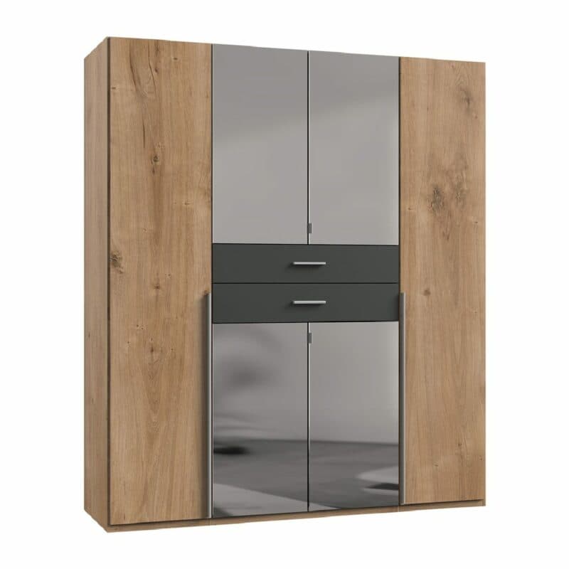 Wimex Denver Drehtürenschrank 6-türig mit Spiegel – Dekor Plankeneiche Nachbildung