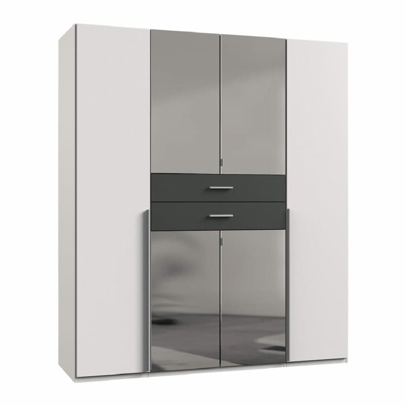 Wimex Denver Drehtürenschrank 6-türig mit Spiegel – Dekor weiß