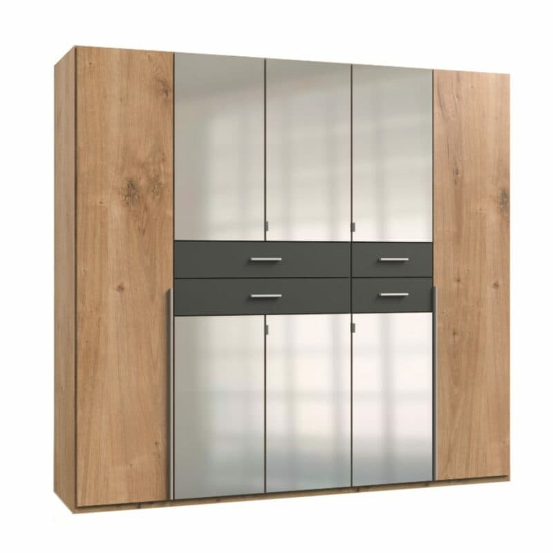 Wimex Denver Drehtürenschrank 8-türig mit Spiegel – Dekor Plankeneiche Nachbildung