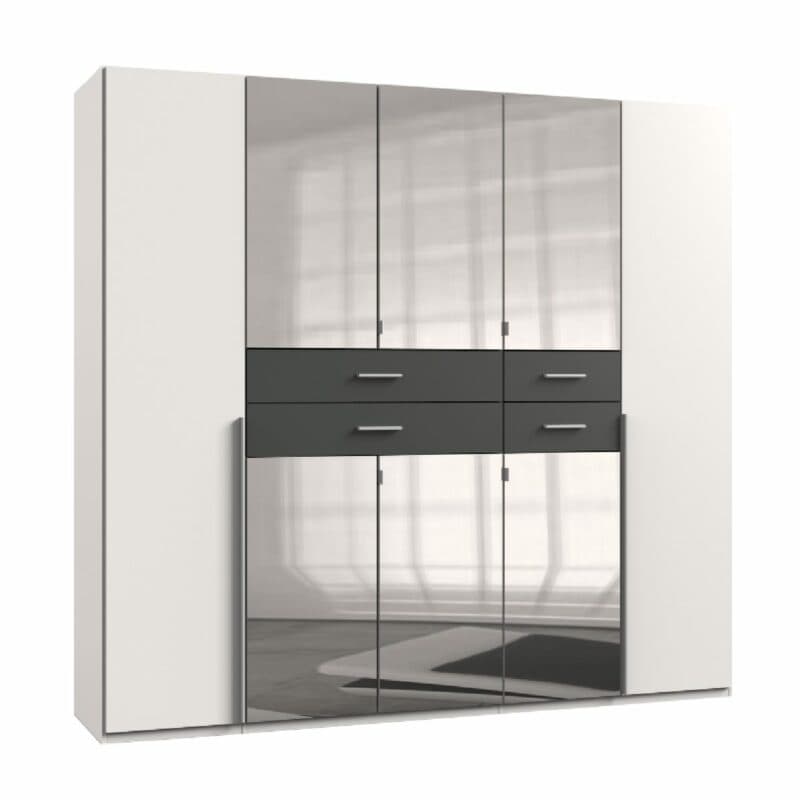 Wimex Denver Drehtürenschrank 8-türig mit Spiegel – Dekor weiß
