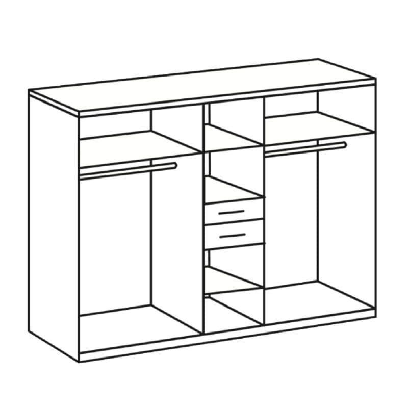 Wimex Vanea Drehtürenschrank 6-türig mit Schubladen – Skizze Innenausstattung