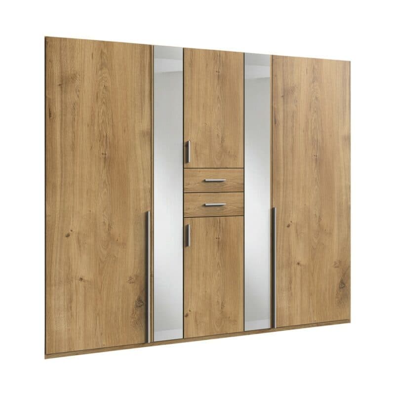 Wimex Vanea Drehtürenschrank 6-türig mit Schubladen in Dekor Plankeneiche, Spiegelglas