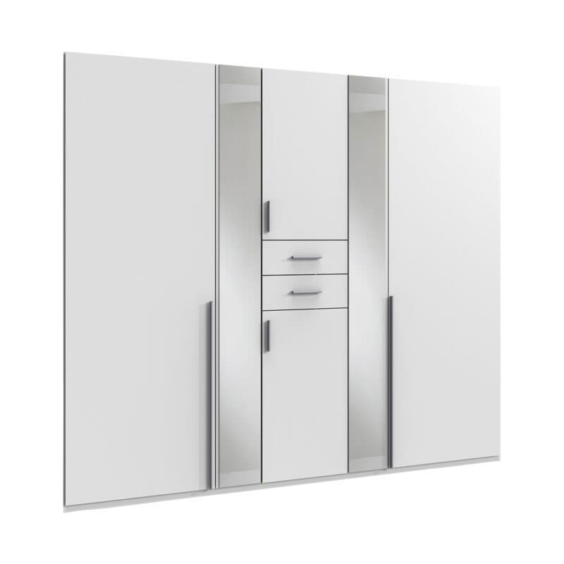 Wimex Vanea Drehtürenschrank 6-türig mit Schubladen in Dekor weiß, Spiegelglas