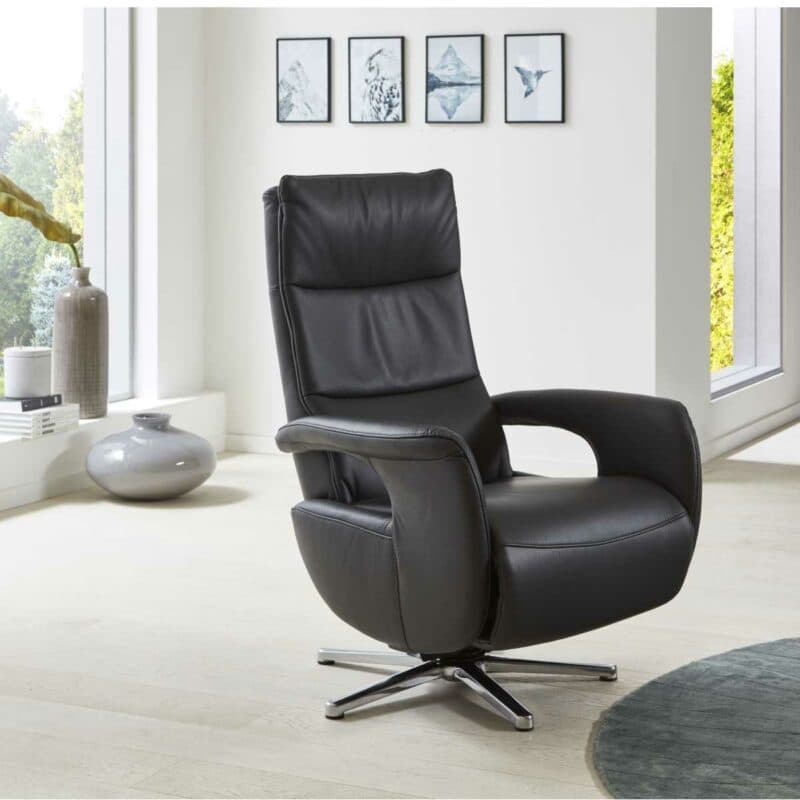 Couchliebe Lucky large Relaxsessel Bezug Leder Anthrazit Wohnbeispiel