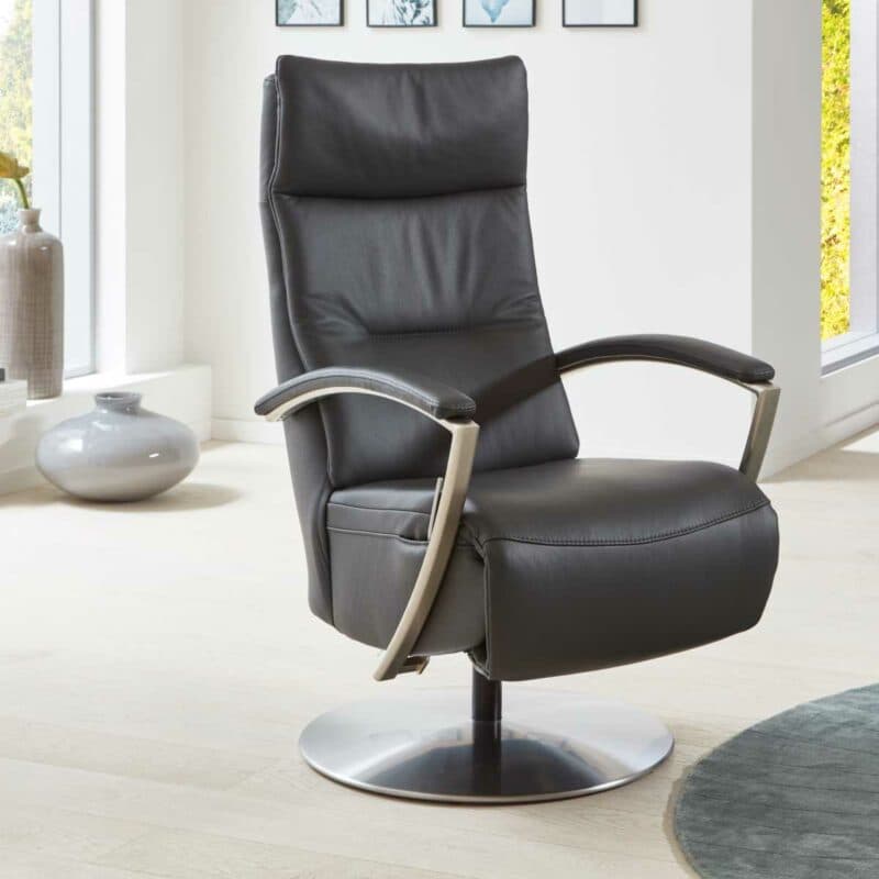 Couchliebe Lucky medium Relaxsessel Bezug Leder Torro Anthrazit Wohnbeispiel