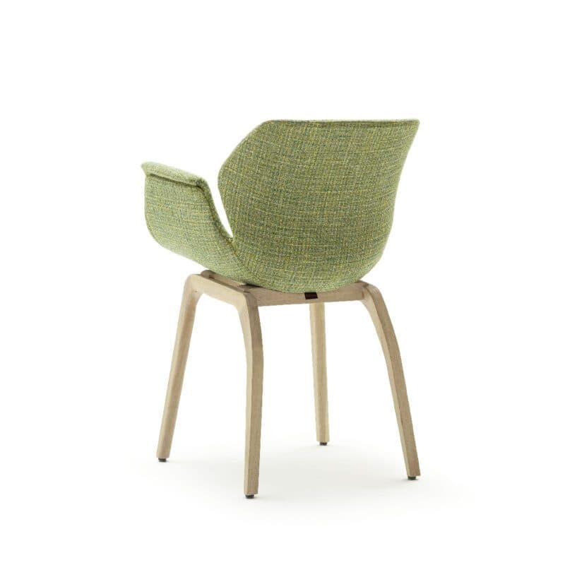 Raum.Freunde Tooon Stuhl mit Armlehnen in Textilgewebe forest mit 4-Fuß-Gestell in Eiche.