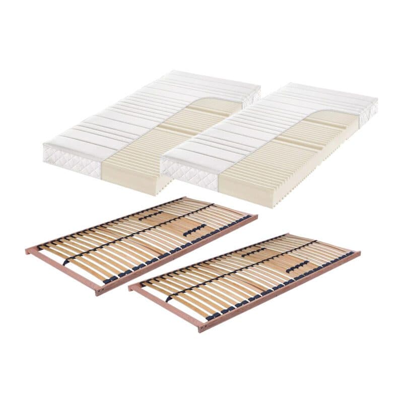 Hn8 Schlafsysteme 4-teiligesSet mit zwei Lattenrosten Hadera und zwei Matratzen Fattia.