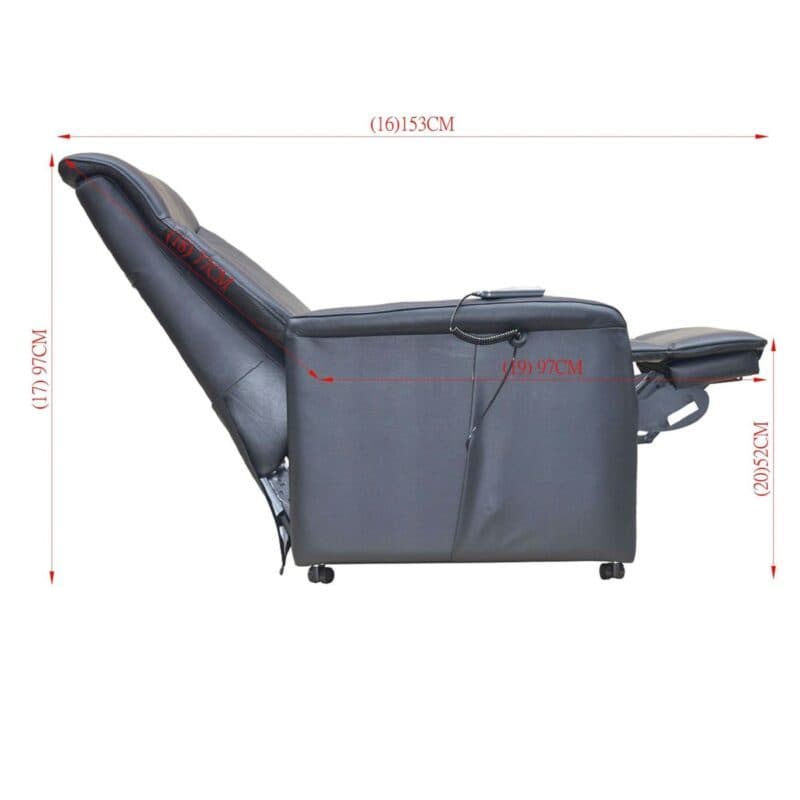 Louming Montreal Fernsehsessel mit Bezug aus Leder / PVC - Maße Liegeposition