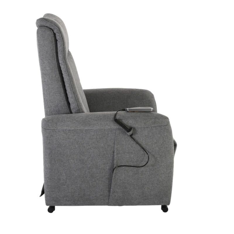 Louming Montreal Fernsehsessel mit Textilbezug in Belfast 15 grau - Seitenansicht