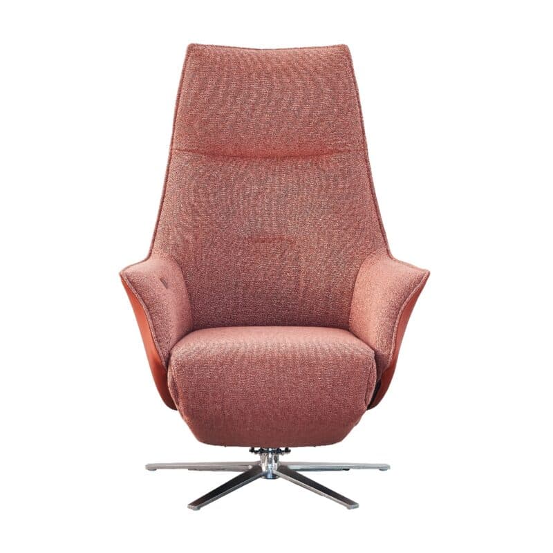 Contur Einrichten Girona Relaxsessel mit Aufstehhilfe und Leder-/Stoffbezug rosé – Frontansicht