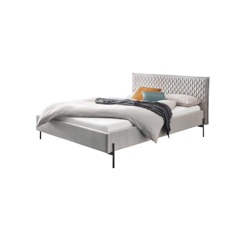 Hasena Gloria Polsterbett 140 x 200 Flachgewebe 335 Pepe grey Metallfüße anthrazit pulverbeschichtet gedreht