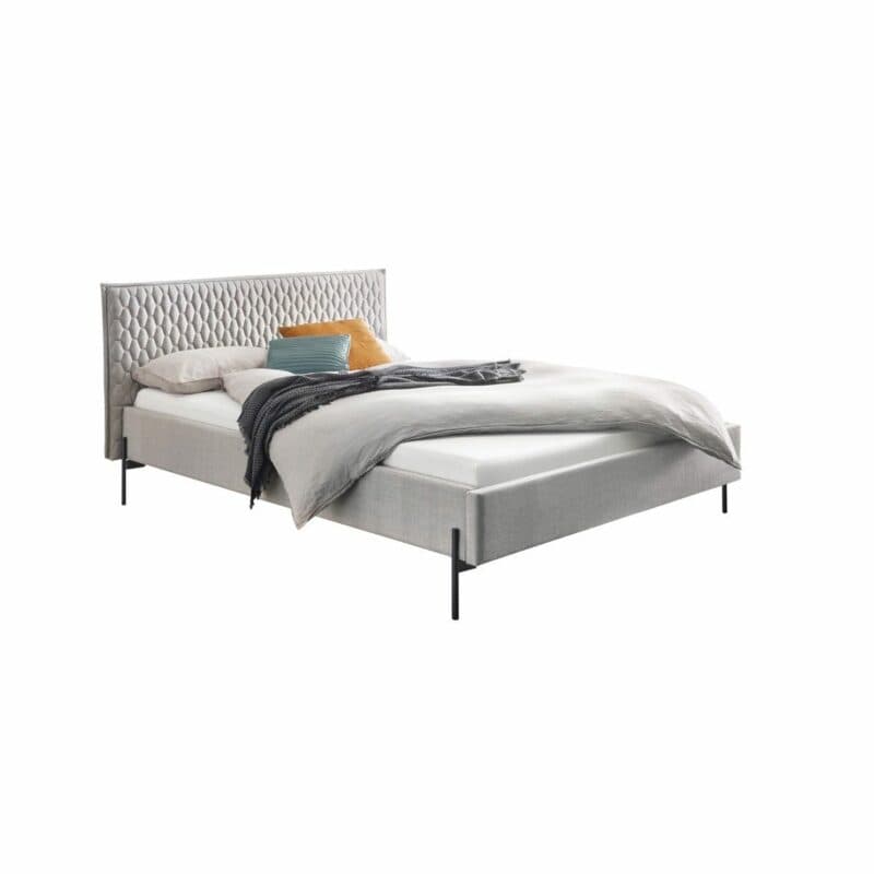Hasena Gloria Polsterbett 180 x 200 Flachgewebe 335 Pepe grey Metallfüße anthrazit pulverbeschichtet gedreht