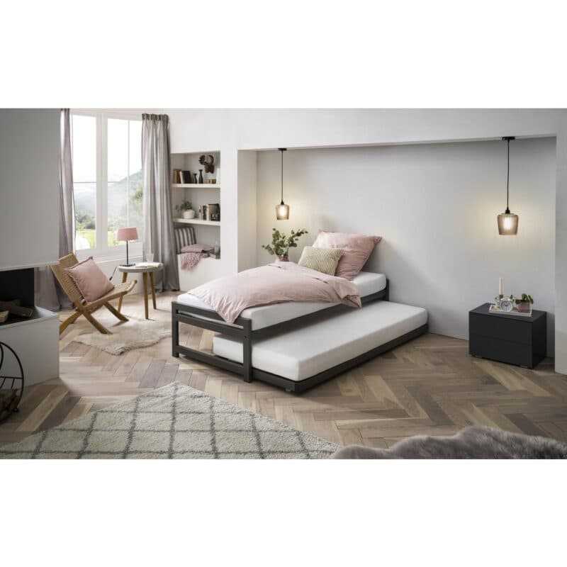 Hasena Monument Metallbett anthrazit pulverbeschichtet 90 x 200 ausgezogen