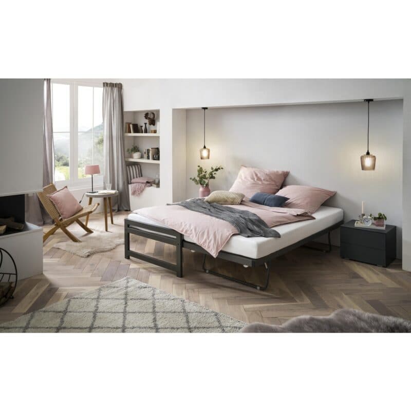 Hasena Monument Metallbett anthrazit pulverbeschichtet 90 x 200 mit 2 Liegeflächen