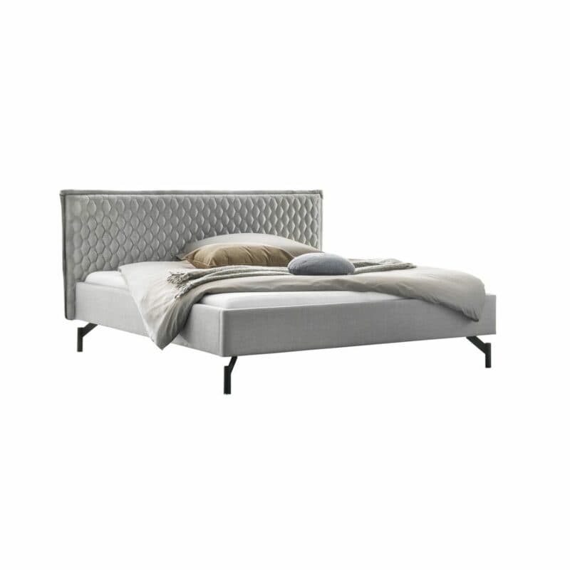 Hasena Nardo Polsterbett 140 x 200 Flachgewebe 335 Pepe grey Metallfüße anthrazit pulverbeschichtet gedreht