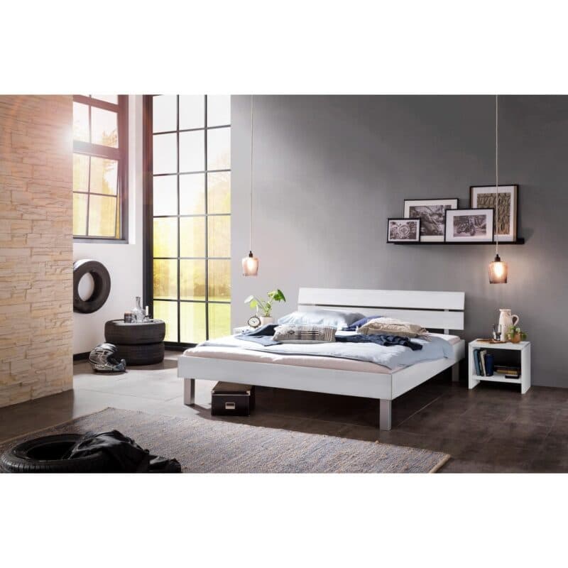 Hasena Rocco Futonbett Dekor weiß matt 96 x 79 x 210 Wohnbeispiel