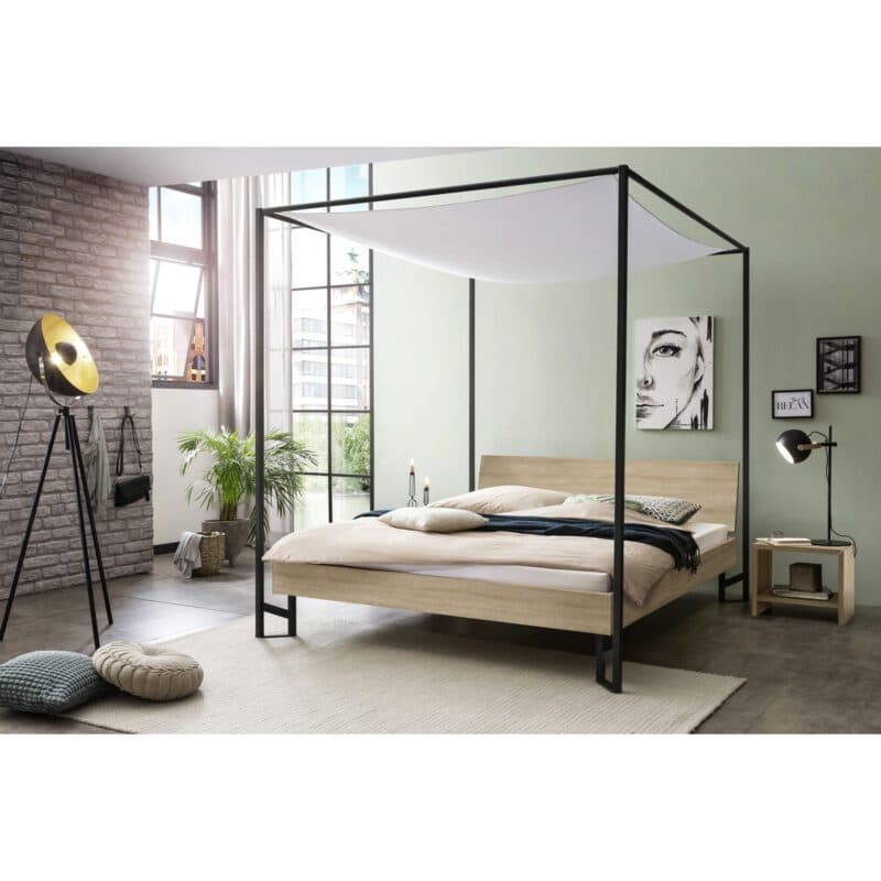 Hasena Veluna Himmelbett 140 x 200 Eiche sägerauh Nachbildung Wohnbeispiel