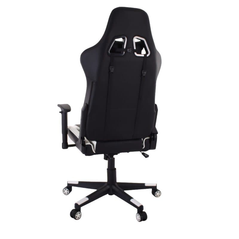 Qbuiz 100681 ergonomischer Gaming Sessel in Kunstleder Schwarz/Weiß - von hinten