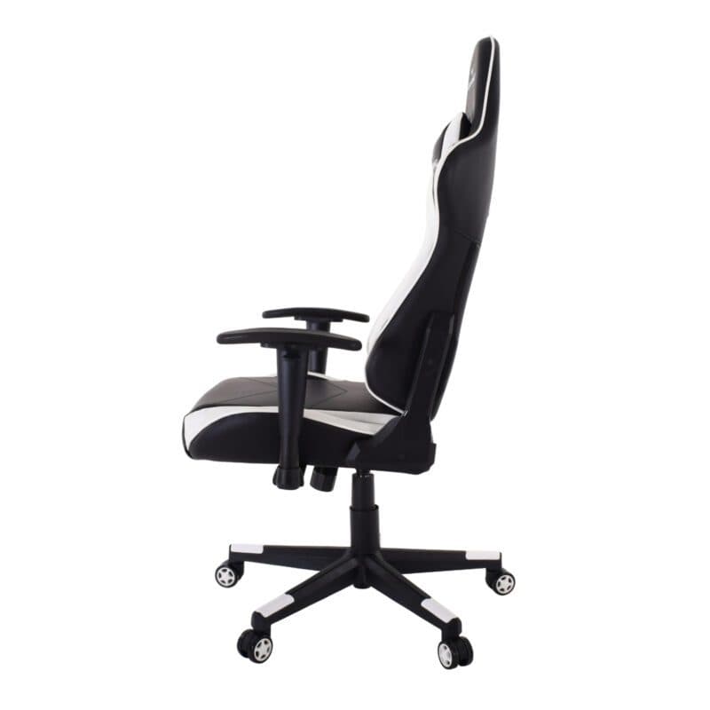 Qbuiz 100681 ergonomischer Gaming Sessel in Kunstleder Schwarz/Weiß - Seitenansicht