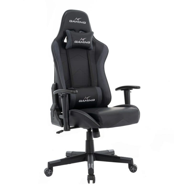 Qbuiz 100684 Gaming Sessel in Bezug Kunstleder Schwarz mit Mash in Grau - Freisteller