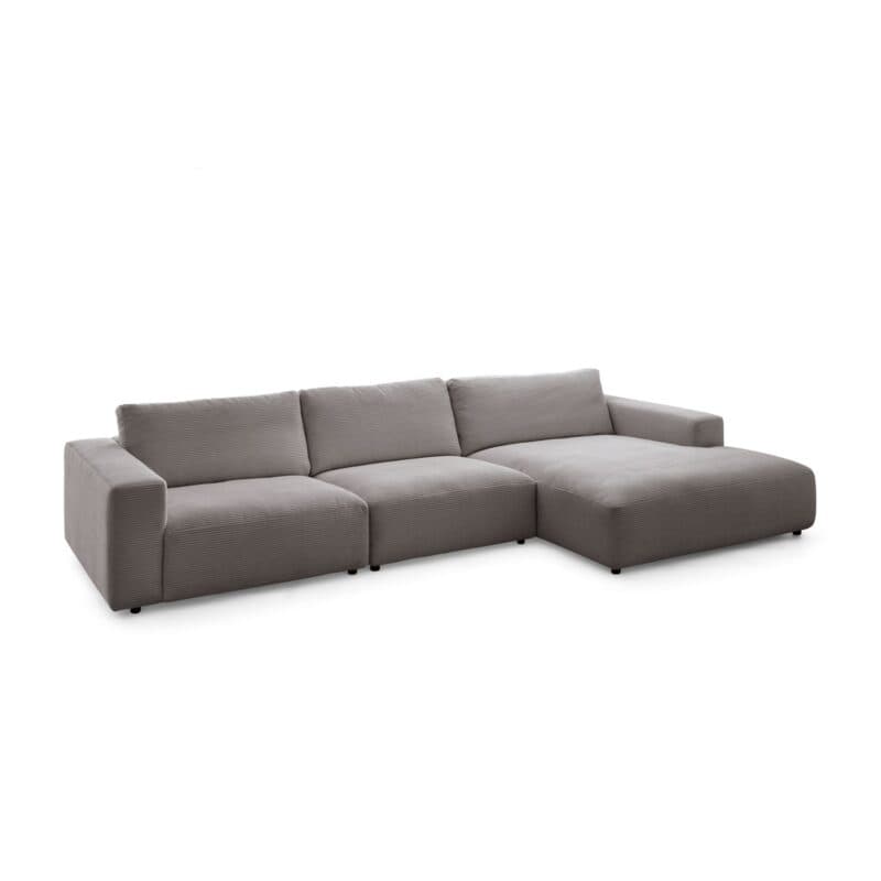 Musterring Lucia 3,5 Sitzer Ecksofa Cord mit Ottomane rechts und Bezug in Dark Grey – Perspektive