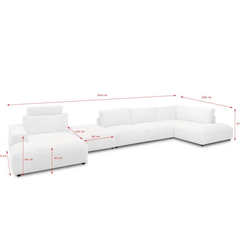 Musterring Lucia 3,5 Sitzer Ecksofa Cord mit Ottomane links und Bezug in Petrol – Detail Armlehne