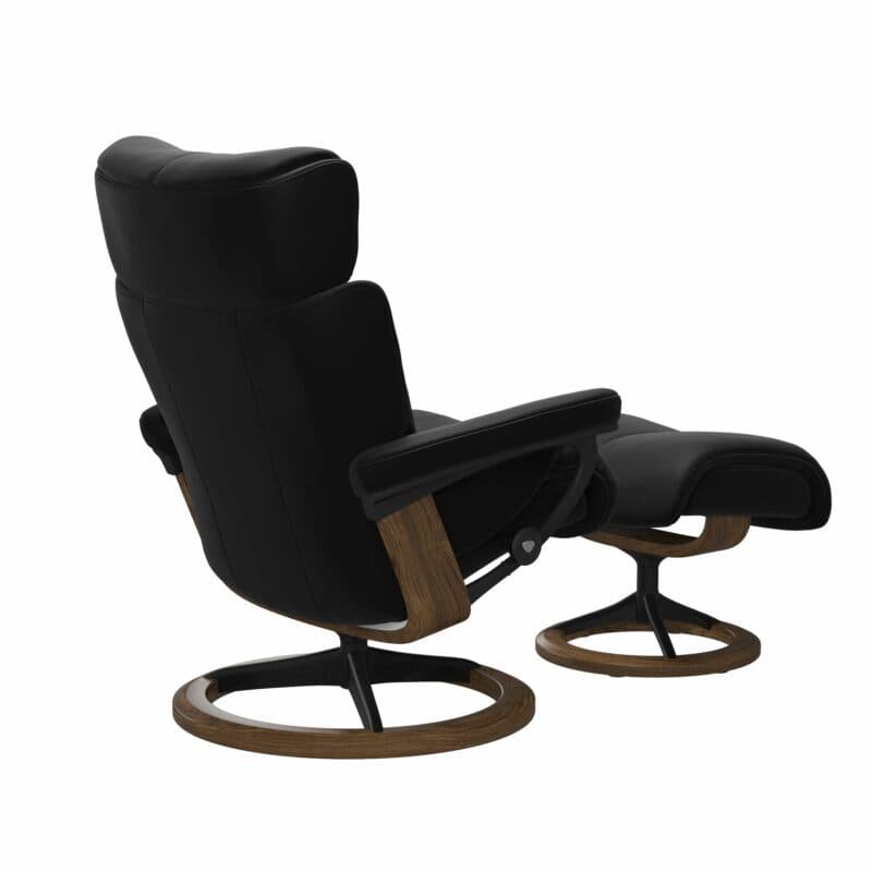 Stressless Magic M Signature Sessel mit oder ohne Hocker - Lederbezug Paloma Black, Gestell in Teak und Schwarz