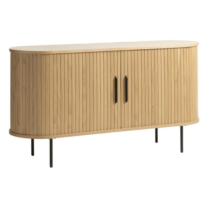 Trendstore Uriel Sideboard in Eiche Furnier Natur mit Füßen und Griffen aus Metall